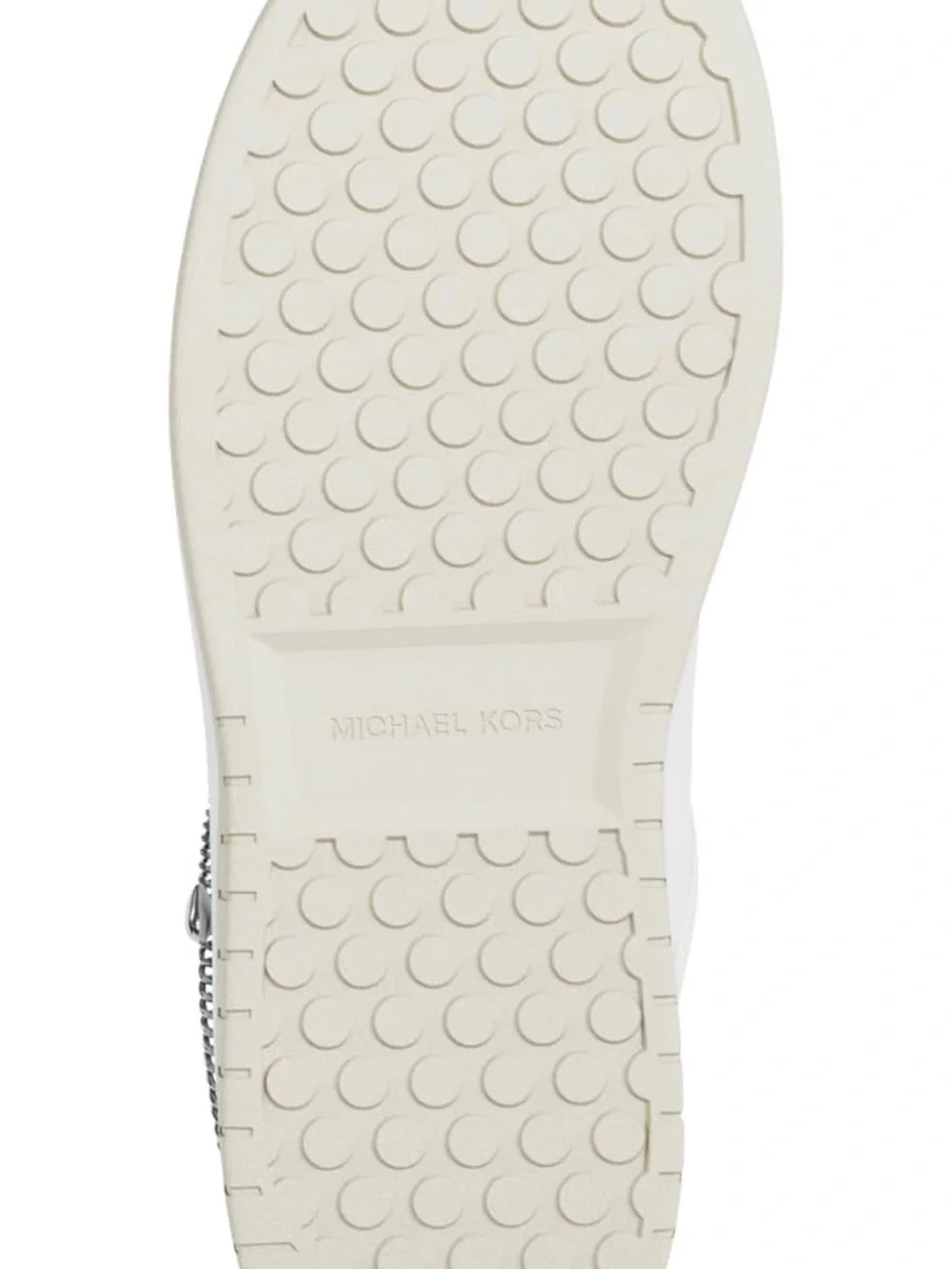 Michael Kors White Leather Platform Sneaker with Silver Chain Charms New Size 8